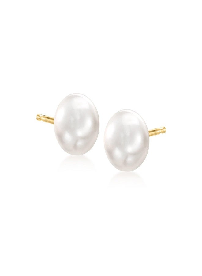Ross-Simons 8-9mm Cultured Button Pearl Stud Earrings in 14kt Yellow Gold - Image 3