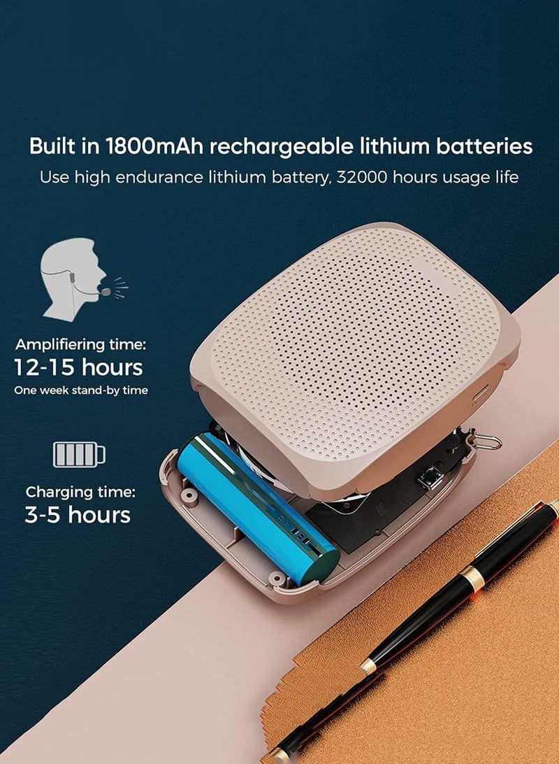 Arabest Portable Voice Amplifier, Personal Speaker with Microphone Headset and Waistband, Rechargeable Personal Amplifier for Teachers Tour Guides Coaches Yoga Fitness (Rose-Gold) - Image 2