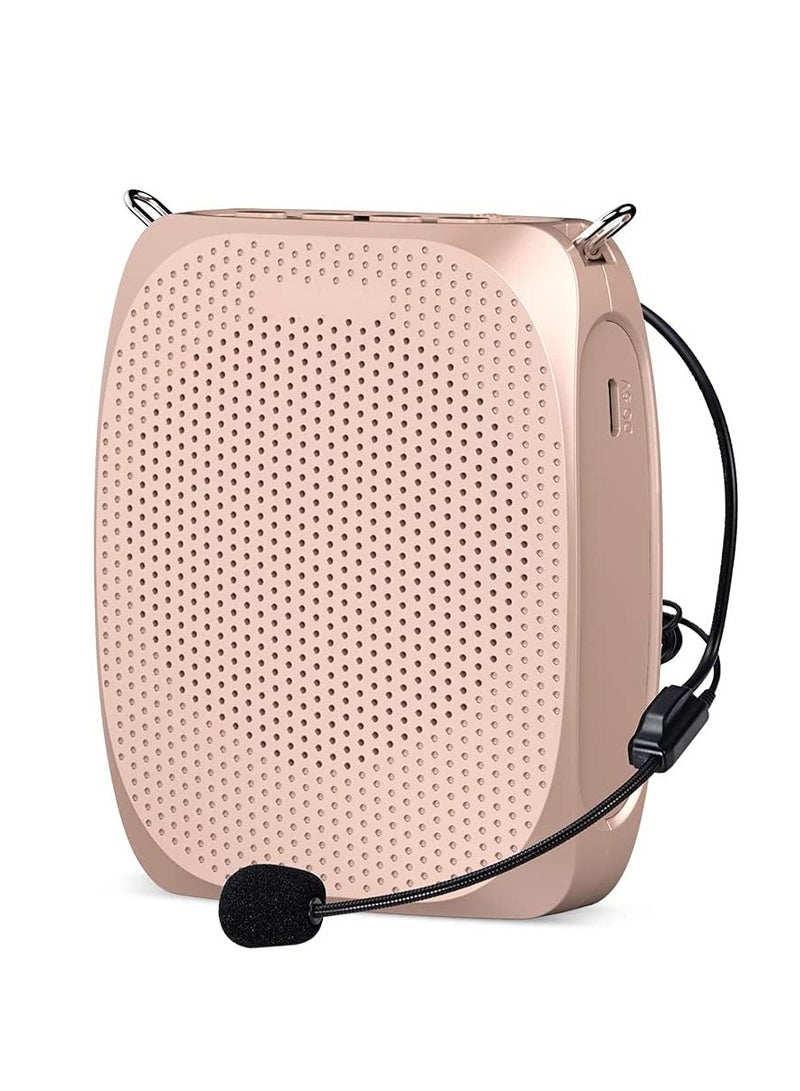 Arabest Portable Voice Amplifier, Personal Speaker with Microphone Headset and Waistband, Rechargeable Personal Amplifier for Teachers Tour Guides Coaches Yoga Fitness (Rose-Gold) - Image 1