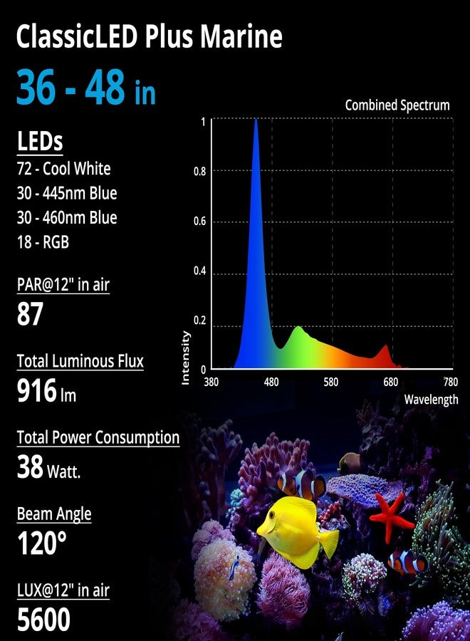 NICREW 36W Saltwater Aquarium Light, Marine LED Reef Light for Corals, Programmable Timer Controller, 36 to 48-Inch - Image 4