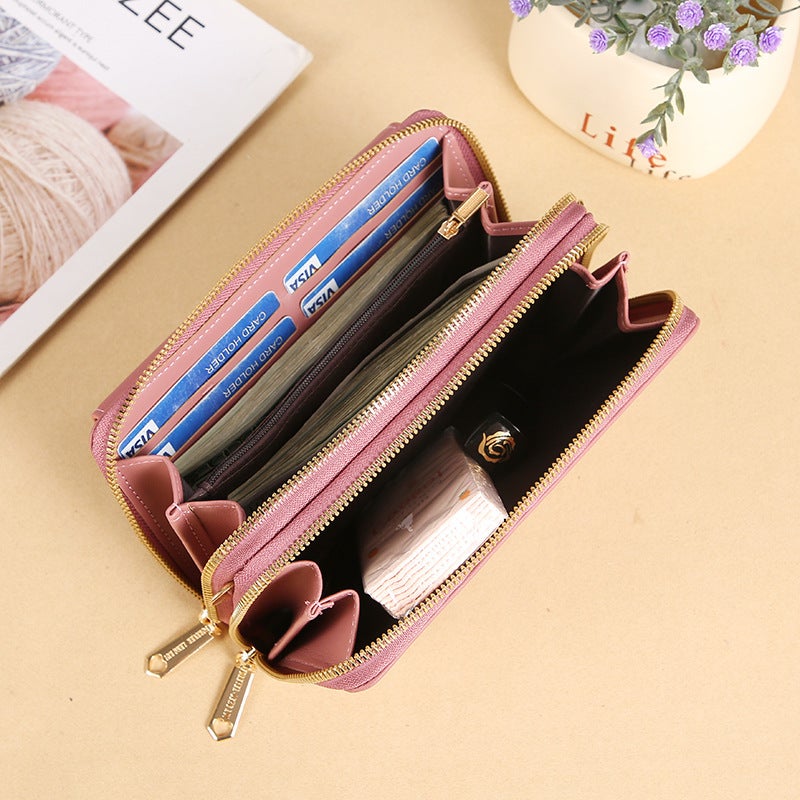 Multifunctional Solid Color PU Leather Wallet, RFID Blocking Design Portable Daily Storage Purse for Cards Cash Coin Business Use - Image 2