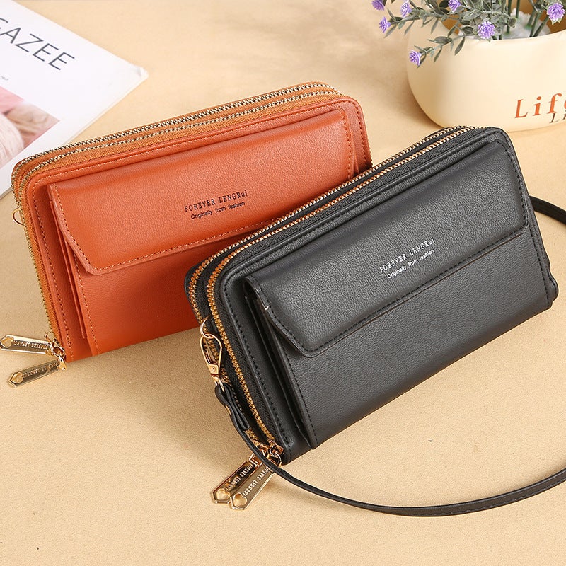 Multifunctional Solid Color PU Leather Wallet, RFID Blocking Design Portable Daily Storage Purse for Cards Cash Coin Business Use - Image 1