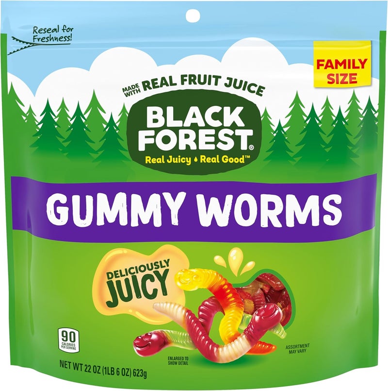 Black Forest حلوى ديدان الغابة السوداء، حجم عائلي، مصنوعة من عصير الفاكهة الحقيقي، 22 أونصة - Image 1