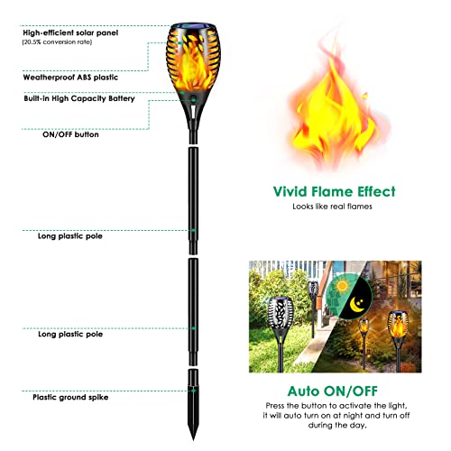 TomCare 8 Pack Outdoor Flickering Flames Torch Decorative Garden Lights Solar Powered Waterproof Christmas Decorations Lighting for Garden Patio Yard Landscape - Image 3