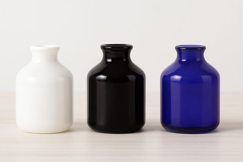 Mkd2 Rise Ceramic Reed Diffuser Pot I Empty Aroma Pot - Set of 3 (Black, White & Blue) for Home Fragrance, Decor, Decoration - Image 2