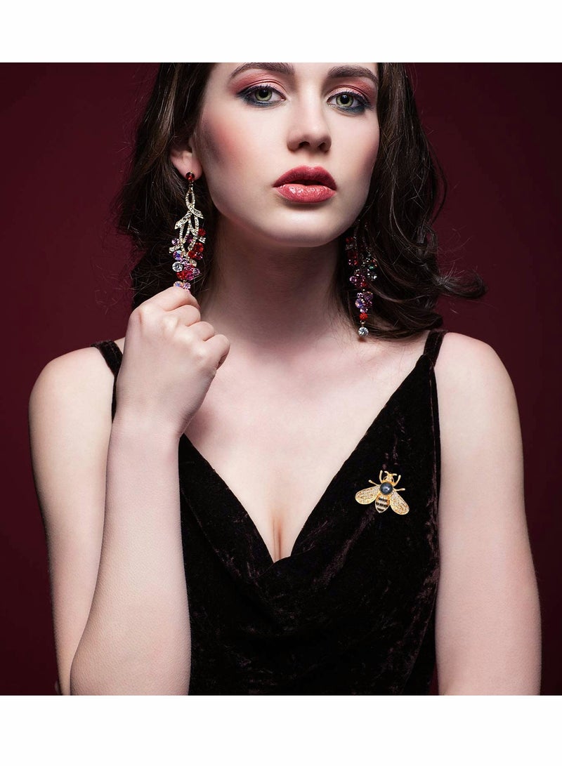 KASTWAVE 4 قطع دبابيس نحلة، دبابيس للنساء بتصميم حشرات مع كريستال و لؤلؤ مزيف هدية عصرية لعيد الميلاد والمواعدة والحفلات والذكرى السنوية - Image 4