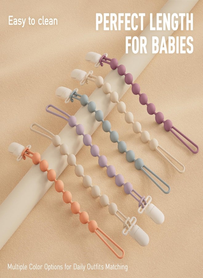 Cuddle Campus Silicone Pacifier Clip Holder with One Piece Design, Pack of 5 Soft Flexible Binky Clips for Baby Boy and Girl Set 5((3M+ Plastic Clip) - Image 5