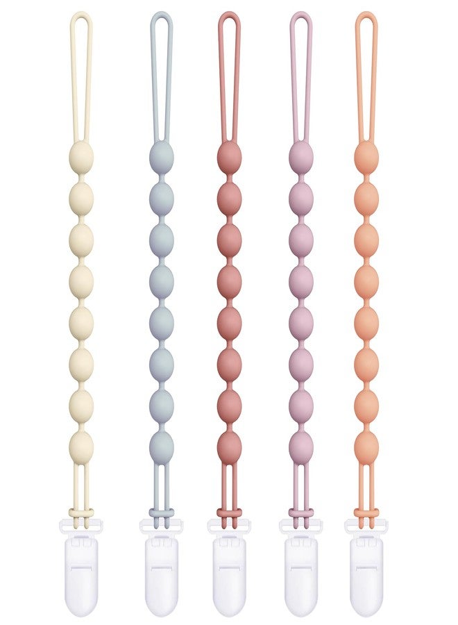 Cuddle Campus Silicone Pacifier Clip Holder with One Piece Design, Pack of 5 Soft Flexible Binky Clips for Baby Boy and Girl Set 5((3M+ Plastic Clip) - Image 1