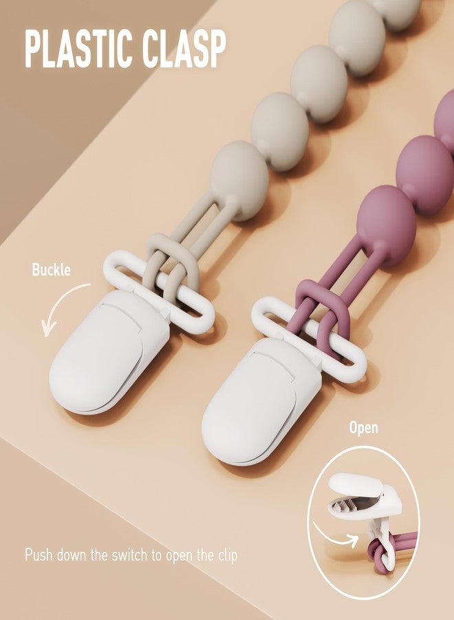 Cuddle Campus Silicone Pacifier Clip Holder with One Piece Design, Pack of 5 Soft Flexible Binky Clips for Baby Boy and Girl Set 5((3M+ Plastic Clip) - Image 4
