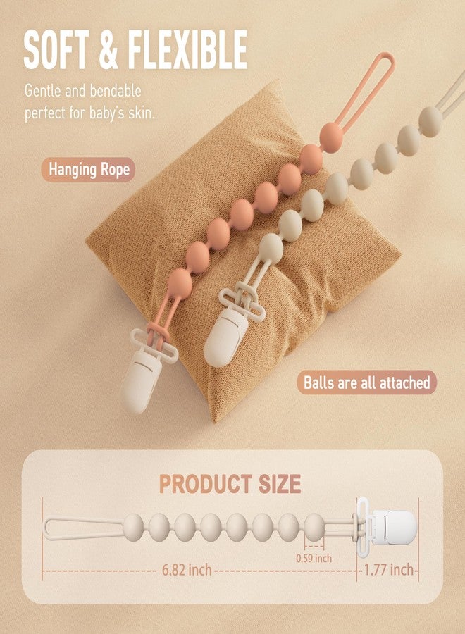 Cuddle Campus Silicone Pacifier Clip Holder with One Piece Design, Pack of 5 Soft Flexible Binky Clips for Baby Boy and Girl Set 5((3M+ Plastic Clip) - Image 2