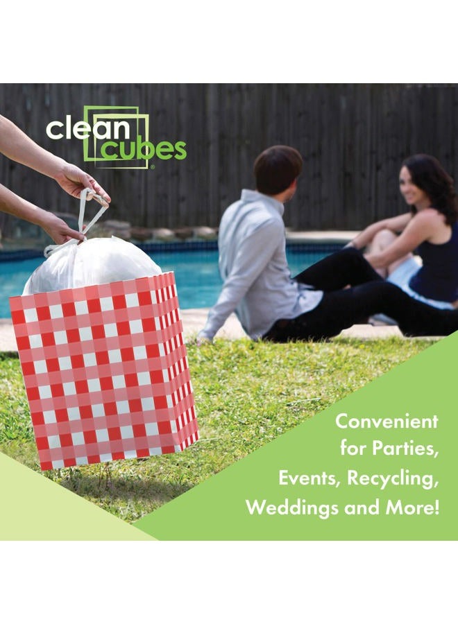 Clean Cubes 13 Gallon Trash Cans & Recycle Bins for Sanitary Garbage Disposal. Disposable Containers for Parties, Events, Recycling, and More. 3 Pack (Picnic) - Image 2