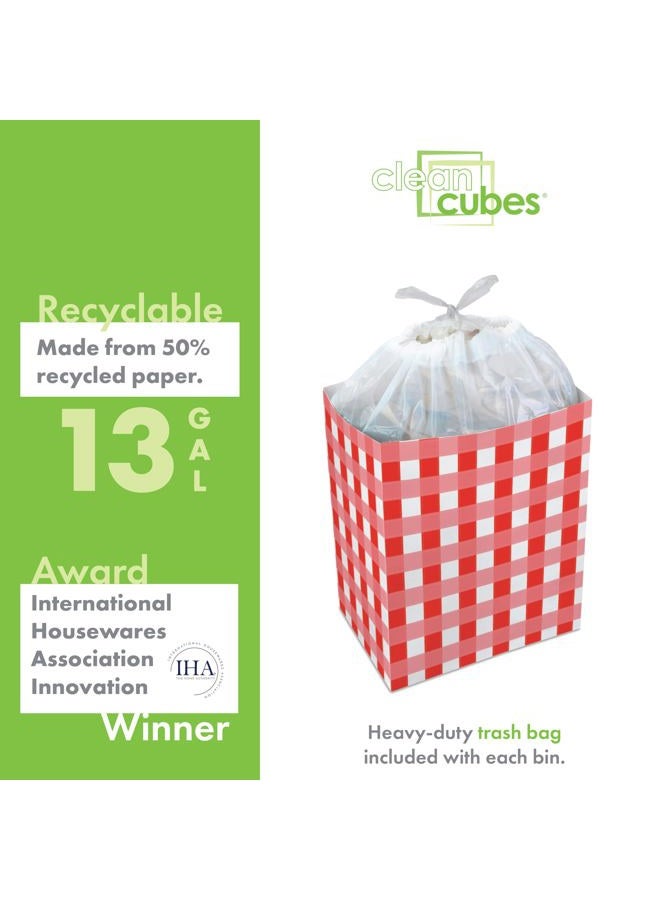 Clean Cubes 13 Gallon Trash Cans & Recycle Bins for Sanitary Garbage Disposal. Disposable Containers for Parties, Events, Recycling, and More. 3 Pack (Picnic) - Image 5