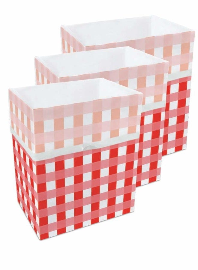 Clean Cubes 13 Gallon Trash Cans & Recycle Bins for Sanitary Garbage Disposal. Disposable Containers for Parties, Events, Recycling, and More. 3 Pack (Picnic) - Image 1