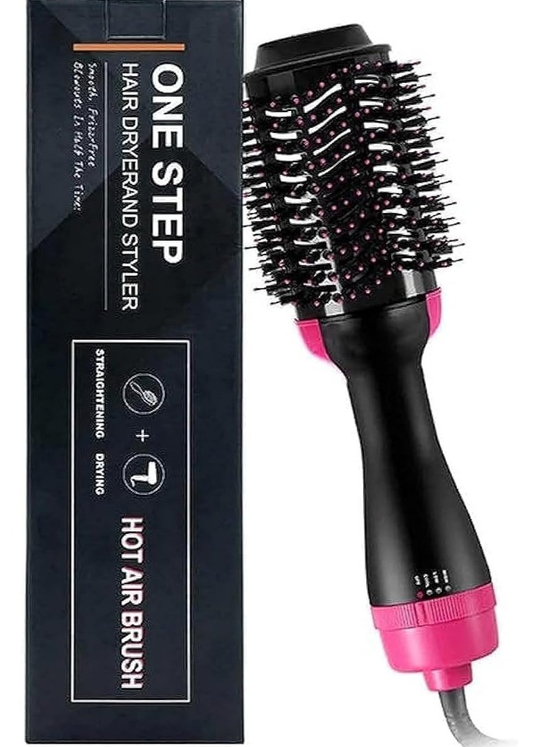 Hair Dryer and Styler Black/Pink lightweight & Salon-quality Results, Brush Design - Image 1