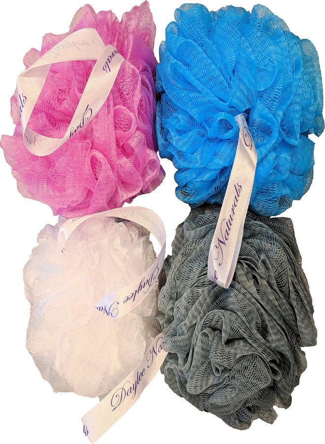 Daylee Naturals Large Eco Mesh Bath Pouf Sponge 4Piece Variety Pack