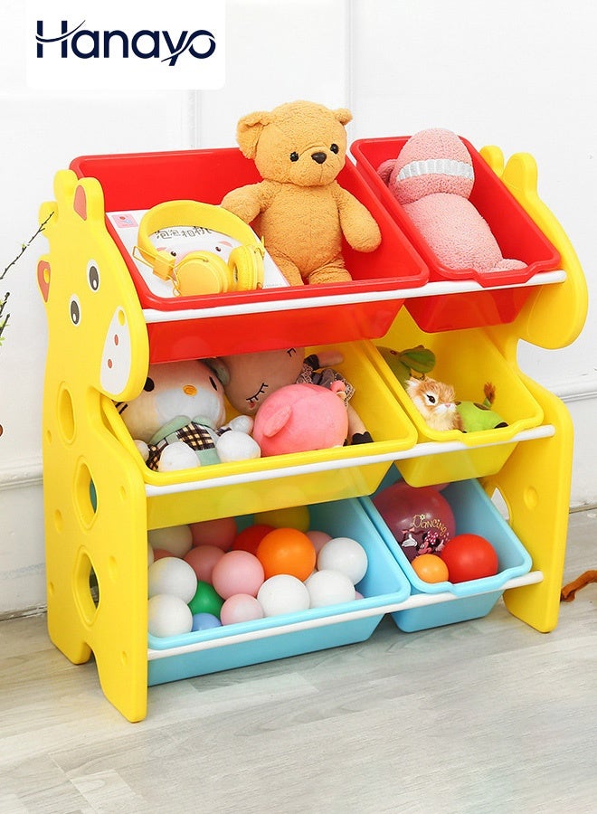Hanayo Toys Organizer Kids Toy Storage Organizer 6 Storage Bins Extra Large Capacity Best Toy Organizer with Storage Box Multifunctional Toy Box and Storage Rack Nursery and Kids Room Boys Girls(Multicolour) - Image 1