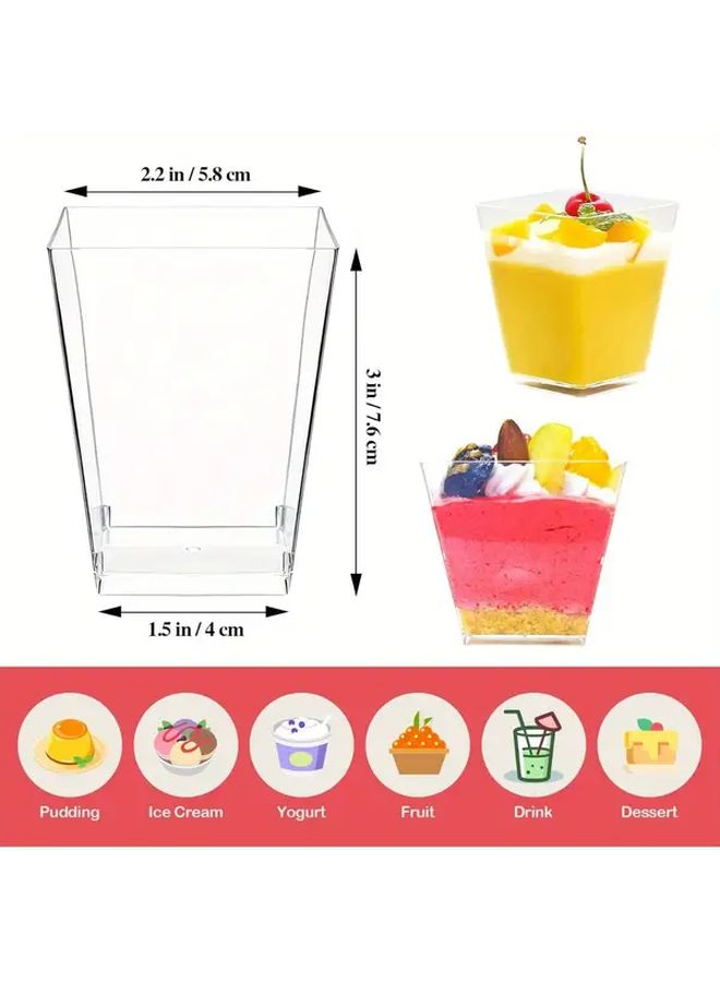 50pcs 5 Oz Clear Square Plastic Dessert Cups Durable Stackable Mini Containers For Ice Cream Yogurt Pudding Parties Weddings Bakeries Cafes - Image 2