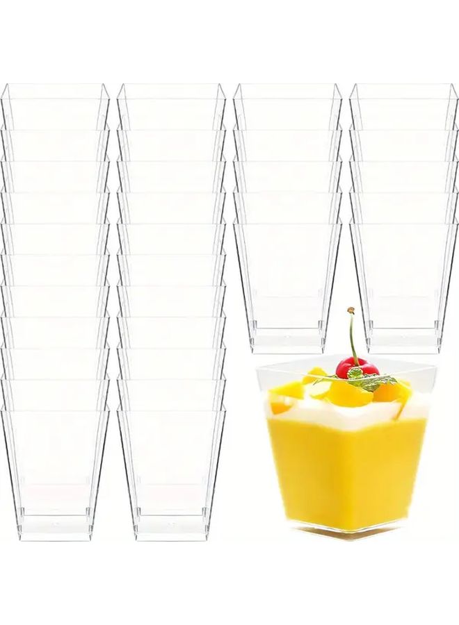 50pcs 5 Oz Clear Square Plastic Dessert Cups Durable Stackable Mini Containers For Ice Cream Yogurt Pudding Parties Weddings Bakeries Cafes - Image 1