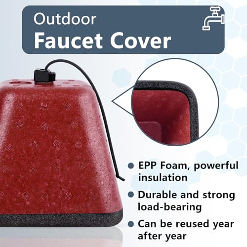 RGJ Insulated Foam Faucet Covers for Winter, 2 Pack with Freeze Protection, Reusable Spigot Covers for Hose Bibs and Water Pipes - Image 3