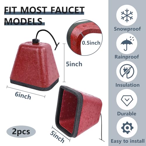 RGJ Insulated Foam Faucet Covers for Winter, 2 Pack with Freeze Protection, Reusable Spigot Covers for Hose Bibs and Water Pipes - Image 2
