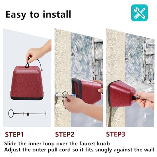 RGJ Insulated Foam Faucet Covers for Winter, 2 Pack with Freeze Protection, Reusable Spigot Covers for Hose Bibs and Water Pipes - Image 5