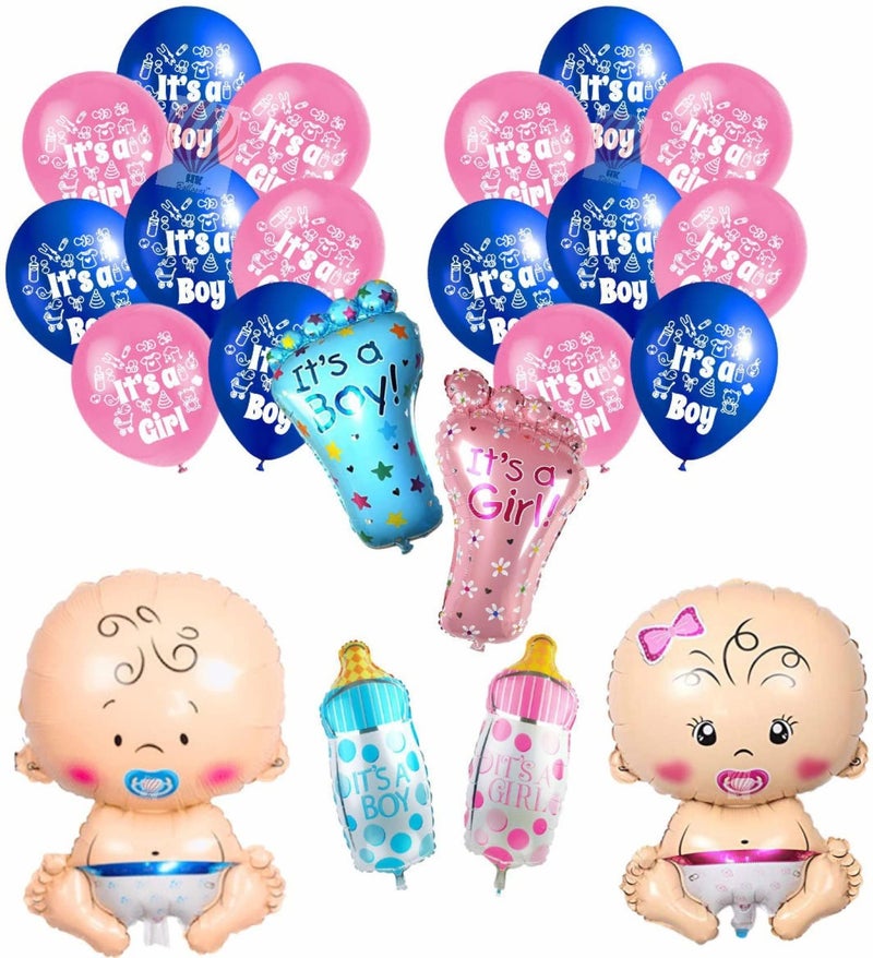 Hk Balloons Pack Of 36 Baby Shower Decoration Items Combo For Baby Girl Or Boy Arrival Decorations Baby Shower Party Decoration Set -Baby Shower Decoration Kit - Aluminium, Multicolor - Image 1