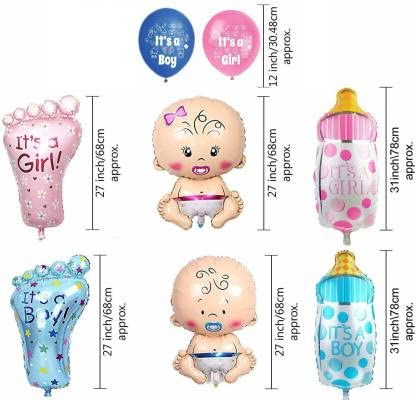 Hk Balloons Pack Of 36 Baby Shower Decoration Items Combo For Baby Girl Or Boy Arrival Decorations Baby Shower Party Decoration Set -Baby Shower Decoration Kit - Aluminium, Multicolor - Image 2