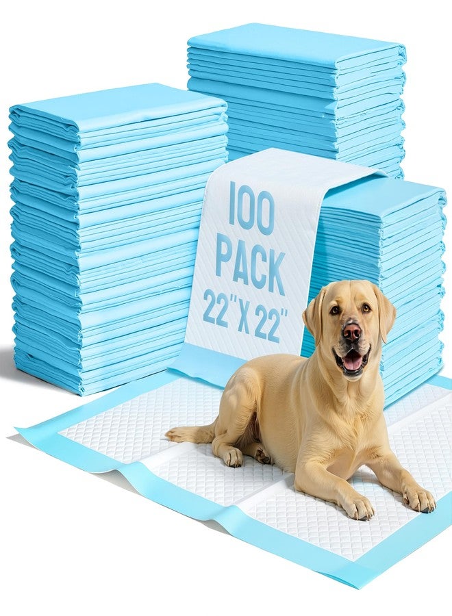 VUSIGN Puppy Pee Pads 100 Count Dog Training Pads 22''x 22'' Leakproof Super Absorbent Potty Training with Quick-Dry Surface, 5-Layer Disposable Underpads for Baby, Puppy and Adults, Blue & White - Image 1