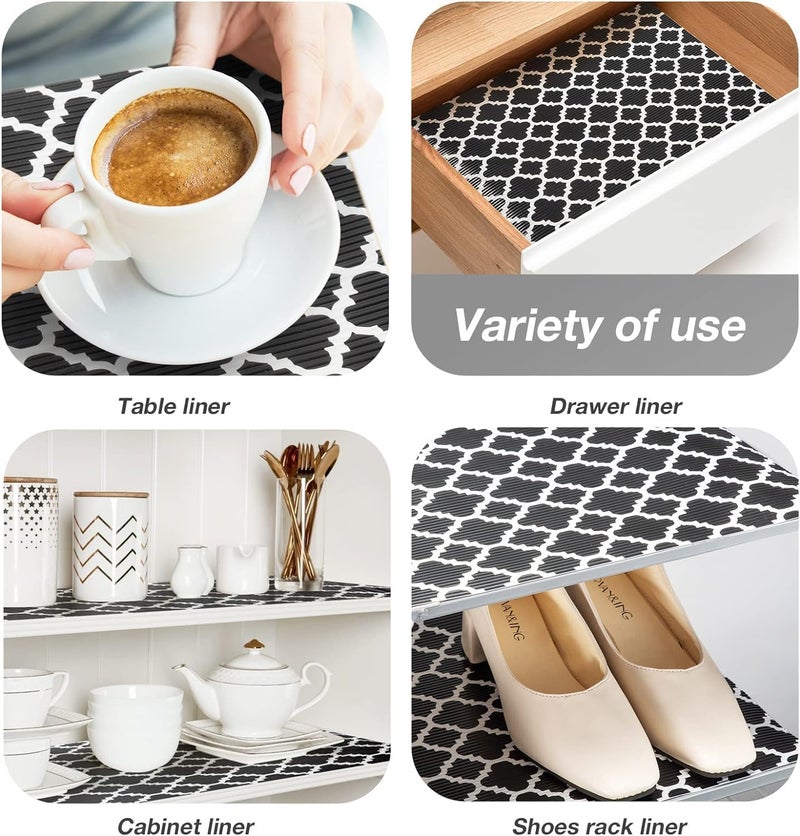 Ash  Roh Ash & Roh Kitchen Cabinet Drawer Liner Desk Shelf Pad PVC Anti Slip Drawer for Bedroom Wardrobe Cabinet and Kitchen Place Liner (45 CM x 100 CM, Black Window) - Image 5