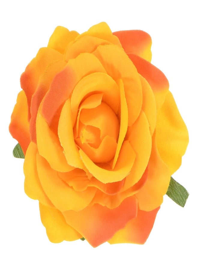 M METERXITY Rose Hair Clip, 4.33 Inch Flower Hairpin Fabric Floral Brooch for Bridal Wedding/Party/Women Hair Accessories, Hair Flowers Headpiece Floral Hair Pins [11cm, Orange] - Image 1