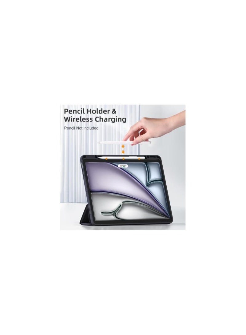 magnatic Case for iPad Air 13 Inch Case 2024, TPU Flexible Back Cover with Pencil Holder for iPad Air 13 M2, Support Pencil Pro Charging, Auto Wake/Sleep, Black - Image 3