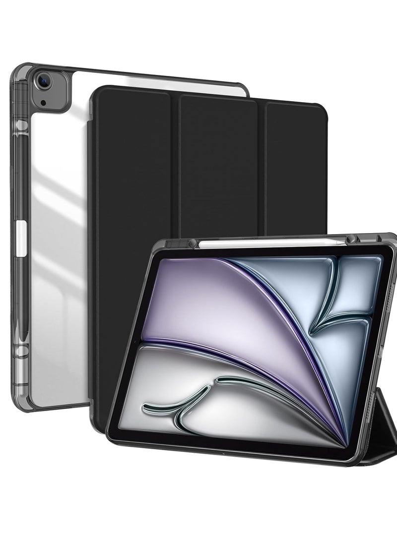 magnatic Case for iPad Air 13 Inch Case 2024, TPU Flexible Back Cover with Pencil Holder for iPad Air 13 M2, Support Pencil Pro Charging, Auto Wake/Sleep, Black - Image 1