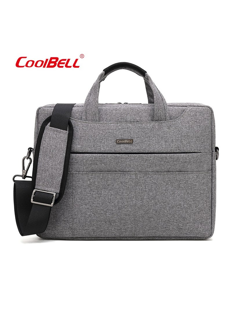 كول بيل حقيبة كمبيوتر محمول بأقسام متعددة مقاس 13.3 بوصة حقيبة سفر مع منظم وحقيبة كتف هجينة كبيرة قابلة للتوسيع مقاومة للماء والغبار حقيبة ماسنجر للأعمال باللون الرمادي - Image 1