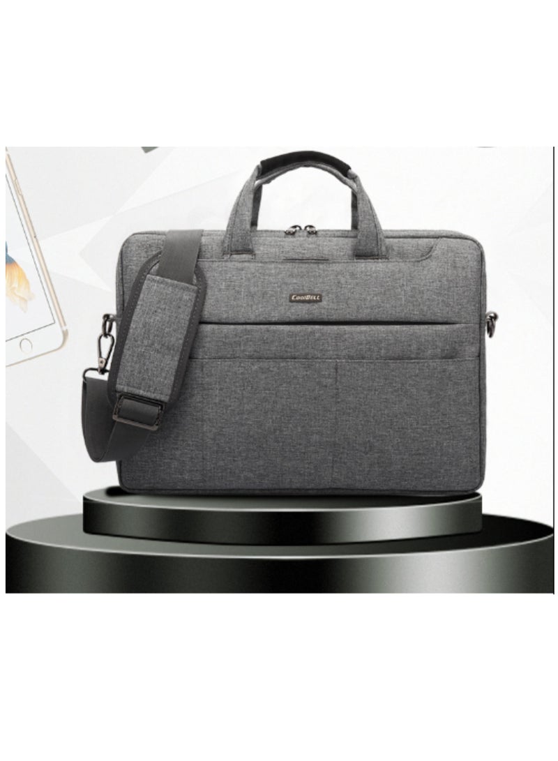 كول بيل حقيبة كمبيوتر محمول بأقسام متعددة مقاس 13.3 بوصة حقيبة سفر مع منظم وحقيبة كتف هجينة كبيرة قابلة للتوسيع مقاومة للماء والغبار حقيبة ماسنجر للأعمال باللون الرمادي - Image 2