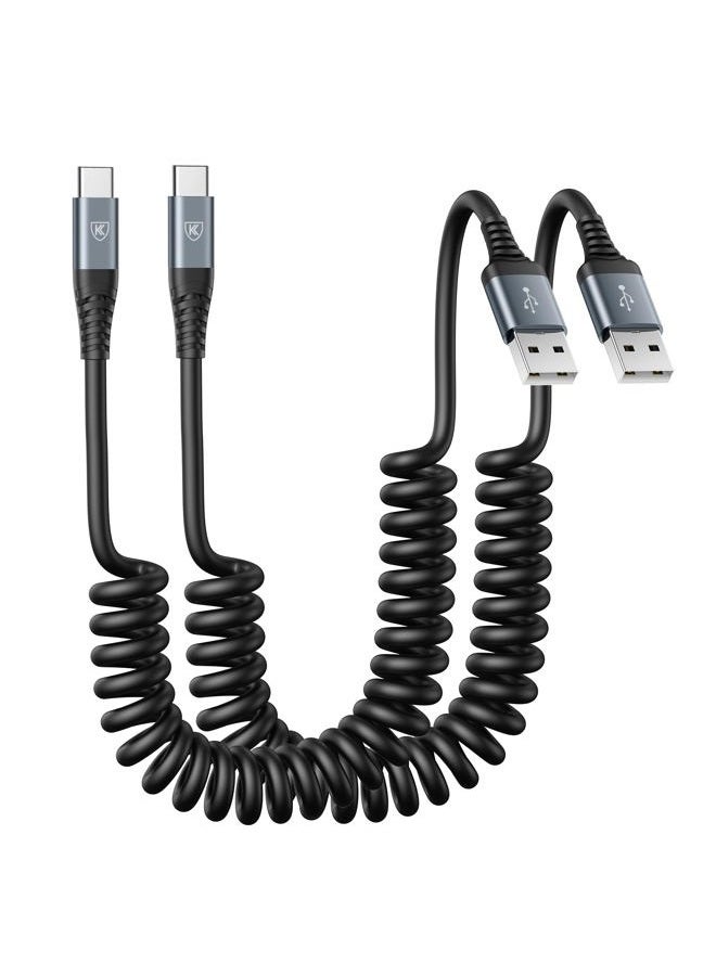 KIYODA USB Type C Charger Cable Fast Charging, [2-Pack, 3ft] Coiled USB A to Type C Charger Cord for Car USB-C Cable Compatible with Samsung Galaxy A10e A20 A50 A51 A71 S20 S10 S9 S8 Plus S10E Note 20 10 9 8 - Image 1
