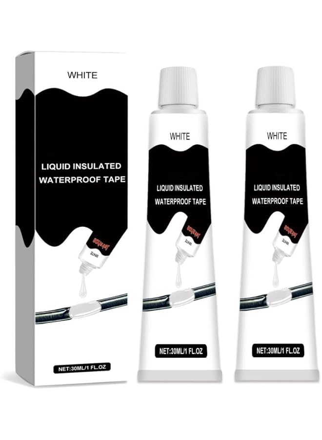 PROMASS 2 Pack Liquid Insulation Electrical Sealant Tape, Waterproof Fast Dry Black/White Color Dielectric Electronic Sealant Suitable for Wires Cables Marine Use Lamp Electronic Element Hardware Circuit  - Image 1