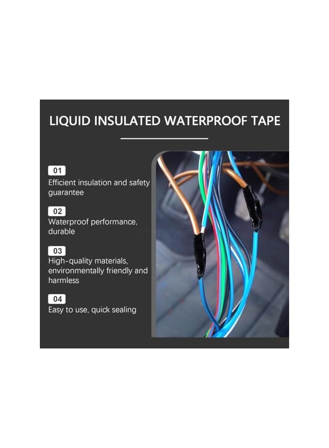 PROMASS 2 Pack Liquid Insulation Electrical Sealant Tape, Waterproof Fast Dry Black/White Color Dielectric Electronic Sealant Suitable for Wires Cables Marine Use Lamp Electronic Element Hardware Circuit  - Image 5