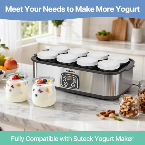 Suteck Yogurt Jars - 8 Count 6oz Small Glass Yogurt Cups With Lids, 100% BPA Free, Airtight & Dishwasher Safe! Perfect Containers for Yoghurt, Oatmeal, Pudding, or Jello - Image 4