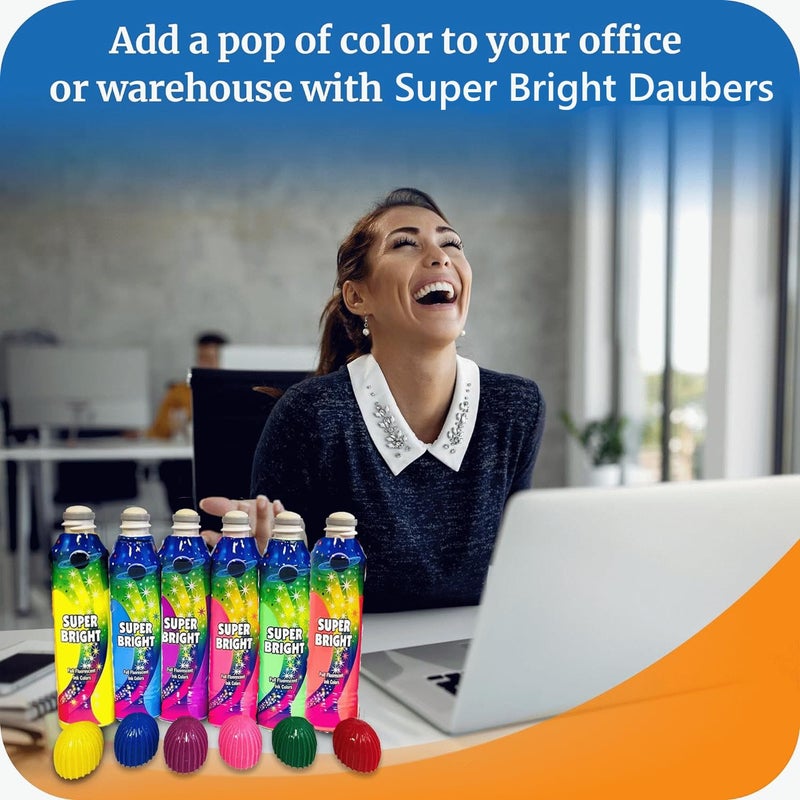 Dab-O-Ink Super Bright - 3 oz. Fluorescent Bingo Daubers, Multi-Color Rainbow Set, 9 Pack - Image 3