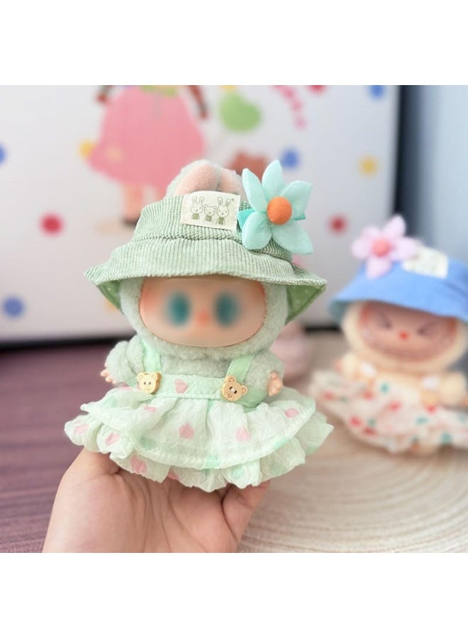 17cm Doll Clothes Set (No Doll), 3 Pieces Dress Outfit Set for 6.7inch Doll Suit, Fashion Chic Hat & Clothes Accessories for 1st/2nd/3rd Gen Doll Play (green)  - Image 4