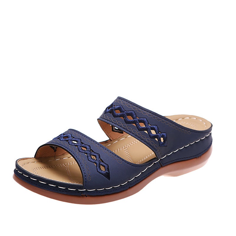 2022 Plus-Size Slippers Vintage Anti-Slip Comfort Women Dark Blue