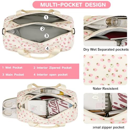 BLUBOON Duffle Bag Girls Kids Cute Gym Bag with Shoes Compartment & Wet Separation Waterproof Sports Overnight Travel Bag - Image 4