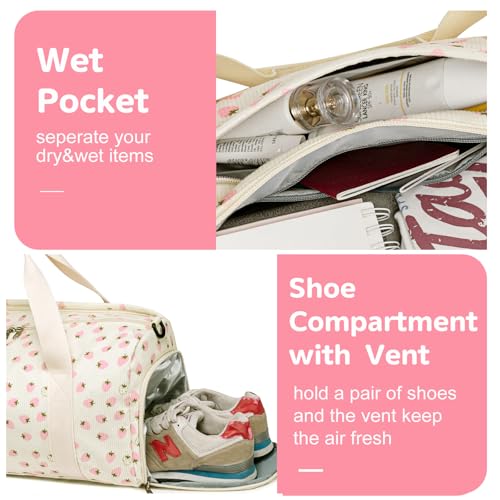 BLUBOON Duffle Bag Girls Kids Cute Gym Bag with Shoes Compartment & Wet Separation Waterproof Sports Overnight Travel Bag - Image 5