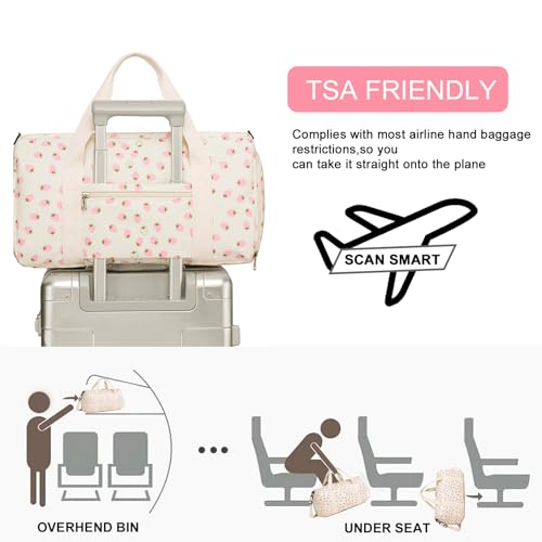 BLUBOON Duffle Bag Girls Kids Cute Gym Bag with Shoes Compartment & Wet Separation Waterproof Sports Overnight Travel Bag - Image 3