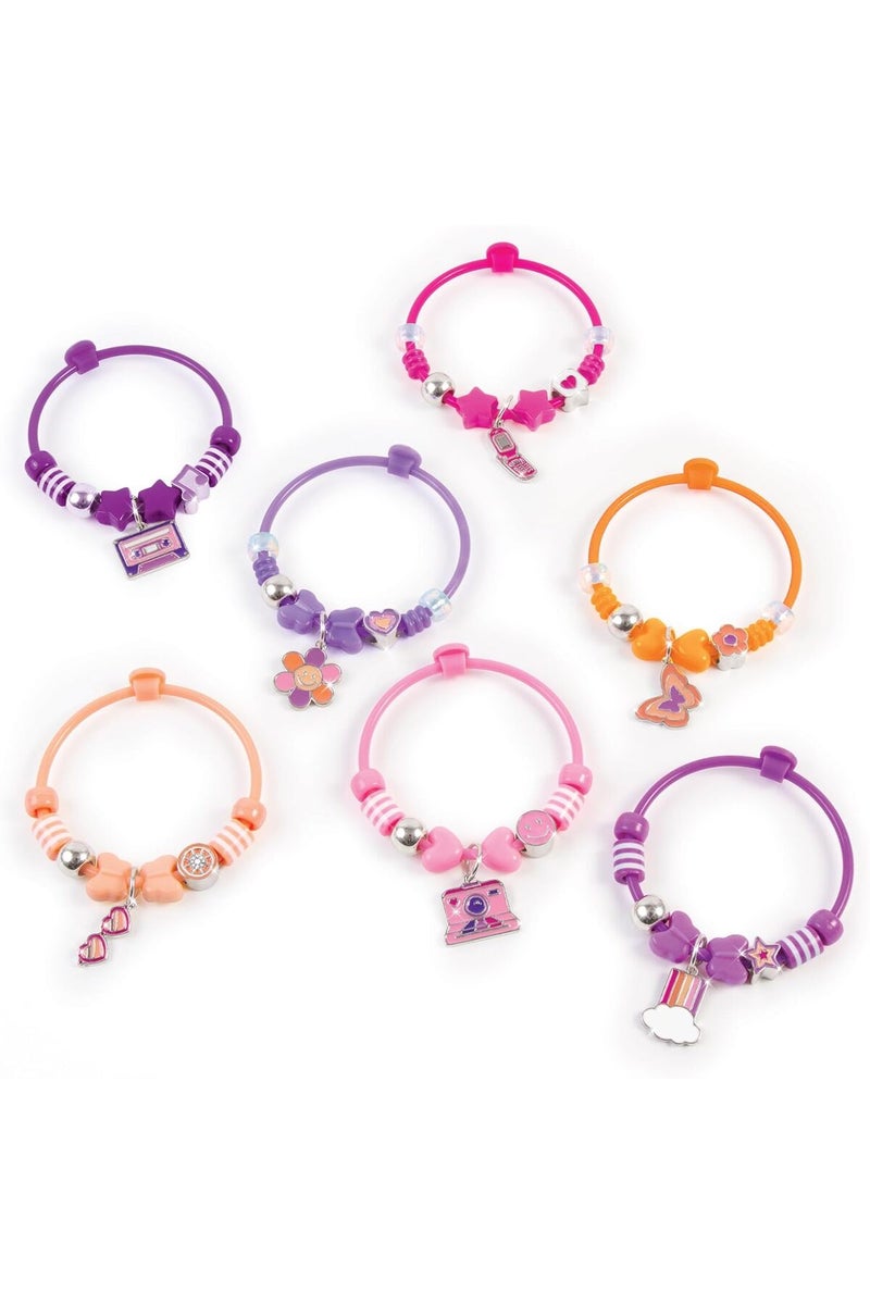 Make It Real اجعلها حقيقية: أساور باندل مصنوعة يدويًا - اصنع 7 أساور، مجموعة مجوهرات شاملة 71 قطعة، أرجواني-وردي-برتقالي، حرف، للفتيات والأطفال من عمر 8 سنوات فما فوق - Image 3