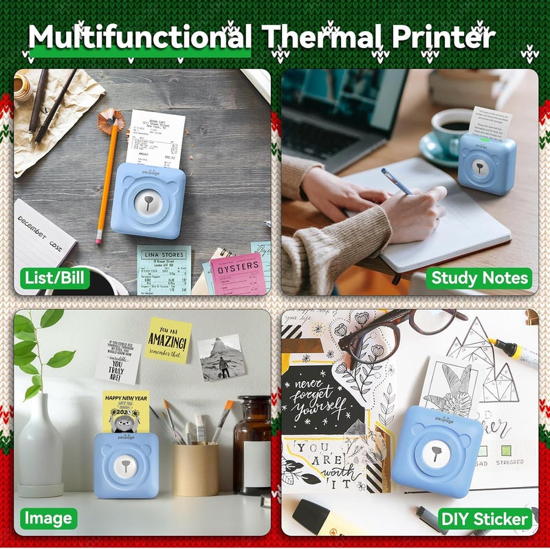 PeriPage A6 Mini Printer, Portable Thermal Printer, 304 DPI Ultra HD Resolution, Connect Mobile Phone via APP Bluetooth, Can Print Labels, Stickers, Thermal Paper, Cute Appearance, Can Be a Gift, Blue - Image 3