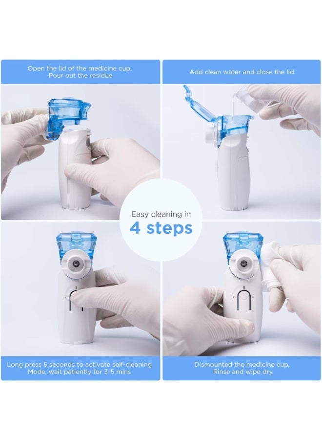 جهاز نيبولايزر محمول – للاستنشاق للكبار والأطفال مع قناع وفوهة – تشغيل هادئ وخفيف الوزن للاستخدام المنزلي أو أثناء السفر - Image 2