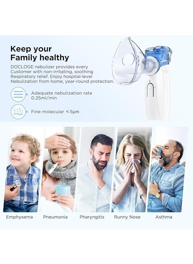 جهاز نيبولايزر محمول – للاستنشاق للكبار والأطفال مع قناع وفوهة – تشغيل هادئ وخفيف الوزن للاستخدام المنزلي أو أثناء السفر - Image 5