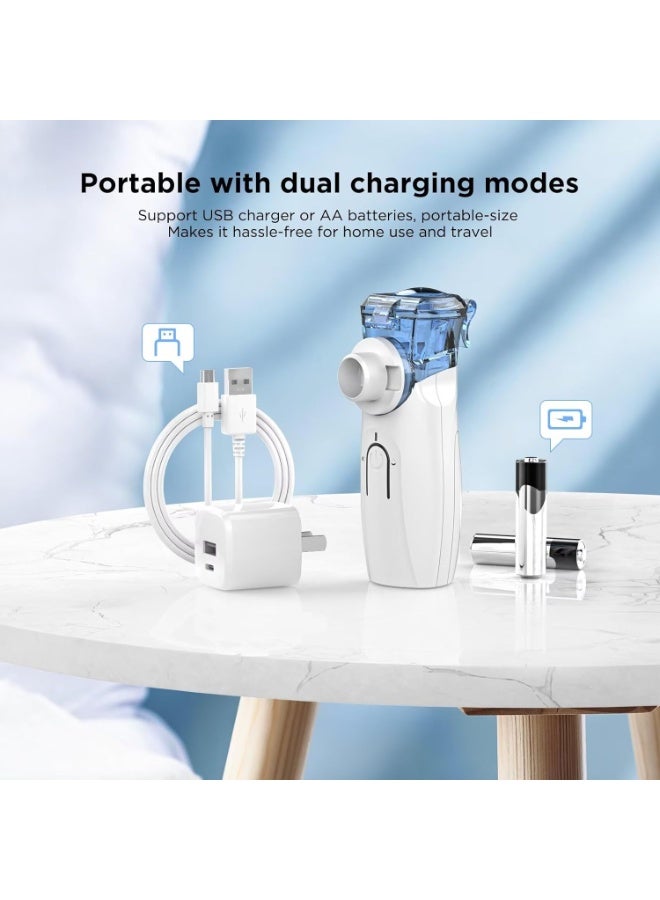 جهاز نيبولايزر محمول – للاستنشاق للكبار والأطفال مع قناع وفوهة – تشغيل هادئ وخفيف الوزن للاستخدام المنزلي أو أثناء السفر - Image 3