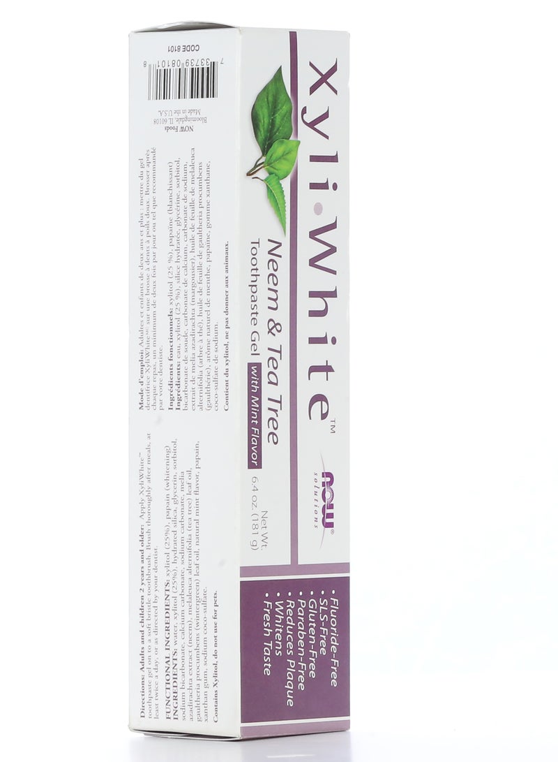 now NOW SOLUTIONS XyliWhite  Neem & Tea Tree Toothpaste Gel 181  - Image 3